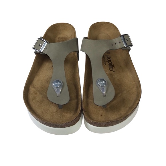 Birkenstock Papillo Gizeh Platform Sandal in Dove Gray Size 5. - Picture 1 of 9